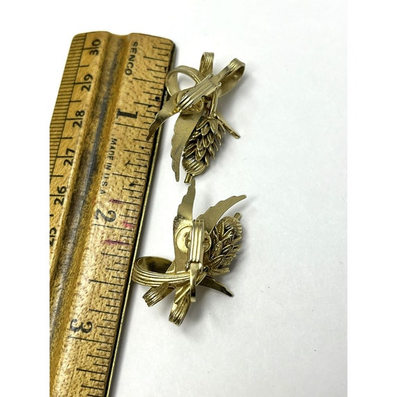 Vintage Gold Tone Leaf Earrings - image 6