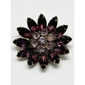 Vintage purple glass flower brooch pin