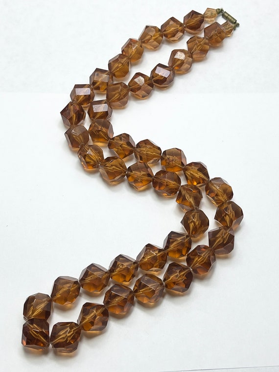 Vintage Faceted Brown Acrylic Bead Necklace