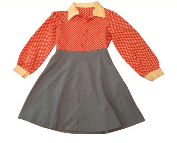 Vintage Handmade Checkered Collar Dress - image 1