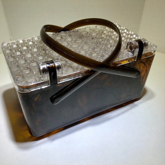 Vintage Lucite top handle purse bag - image 8
