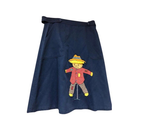 Vintage blue button scarecrow skirt