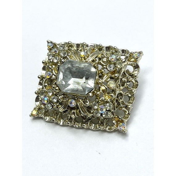 Vintage Coro Rhinestone Brooch Pin - image 3