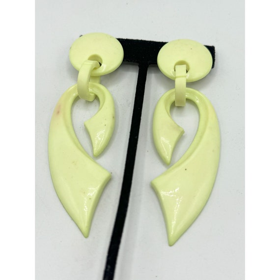 Vintage neon clip on dangle earrings - image 4