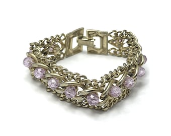 Vintage guldkedja lila kristallarmband