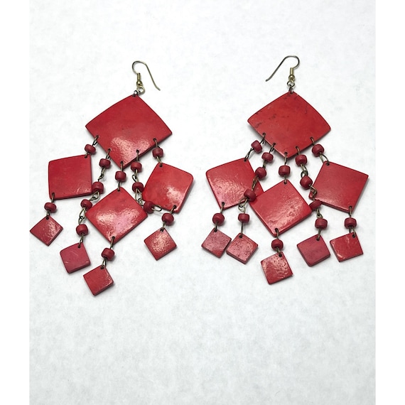 Vintage Red Tassel Earrings - image 4