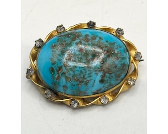 ヴィンテージの青いガラスのブローチ - Etsy 日本