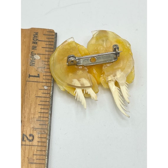 Vintage Sea Shell Love Birds Brooch Pin - image 5