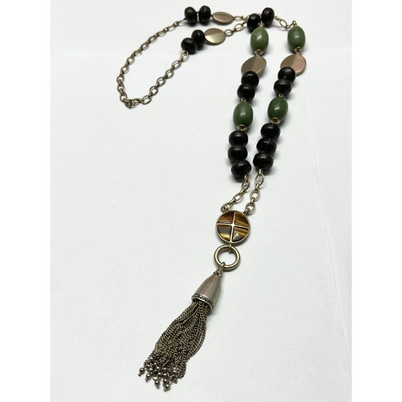 Vintage beaded tassel necklace - image 3
