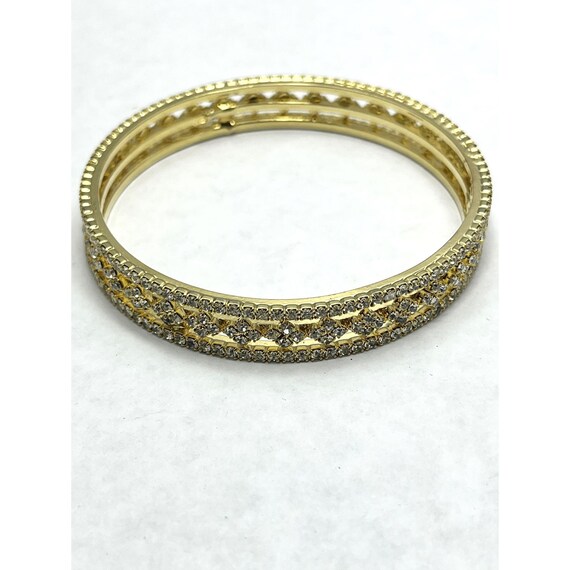 Vintage Gold Rhinestone Bangle Bracelet - image 2