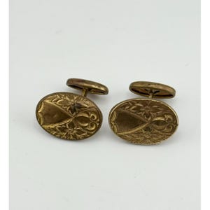 Vintage gold filled engraved cuff links