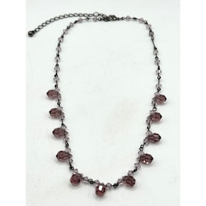 collier vintage en perles de cristal violet