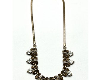 Vintage Trifari Rhinestone Gold Collar Necklace