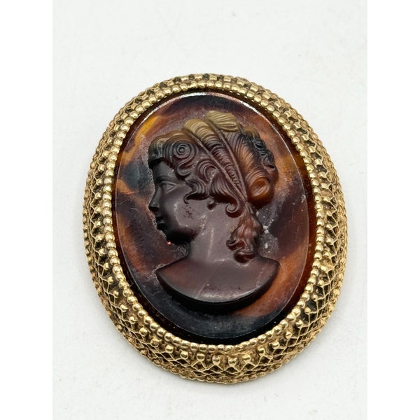 Vintage Florenza Cameo Brooch Pin