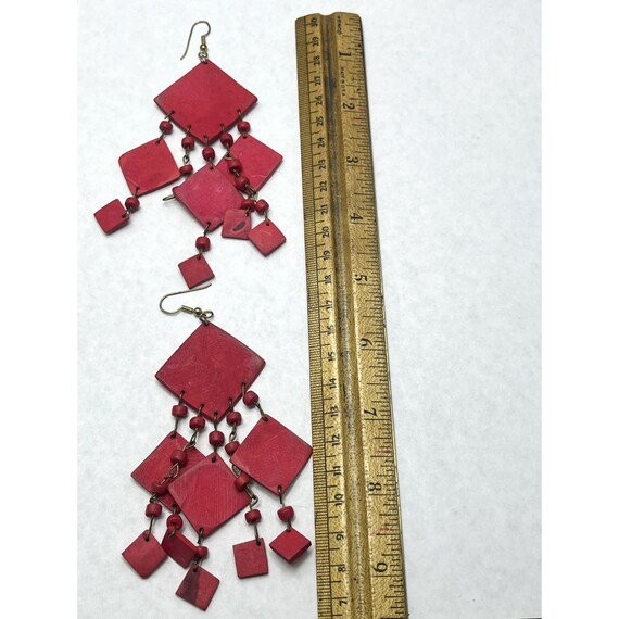 Vintage Red Tassel Earrings - image 5