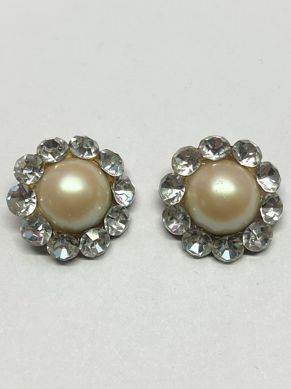 Vintage Pearl Rhinestone Earrings