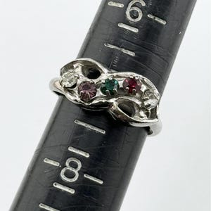 Vintage Emmons silver rhinestone adjustable ring