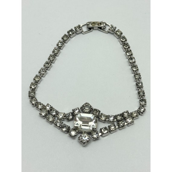 Vintage rhinestone chain bracelet - image 1