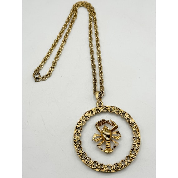 Vintage Scorpio Zodiac Lucite Pendant Necklace - image 1