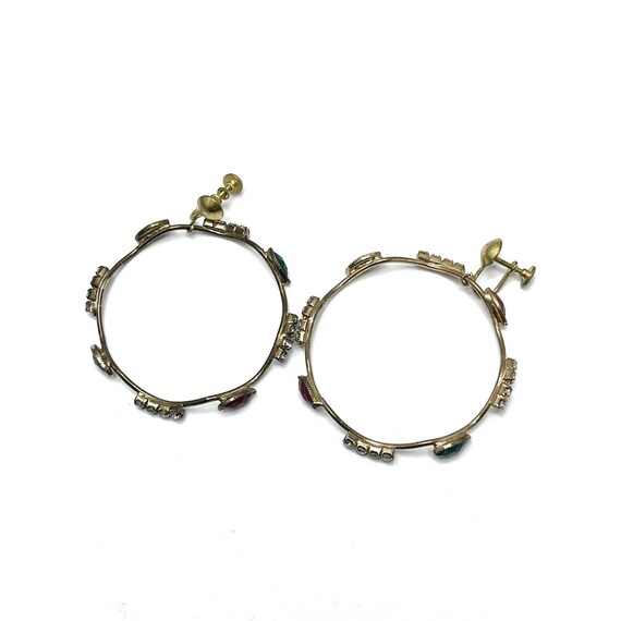 Vintage Rhinestone Hoop Earrings - image 2