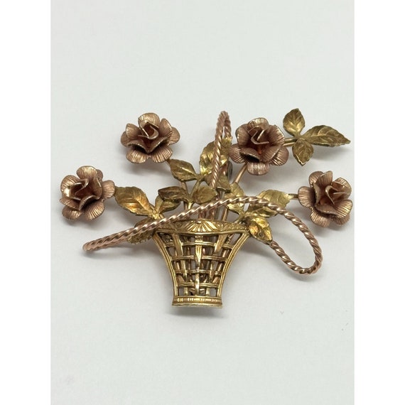 Vintage Krementz Flower Basket Brooch Pin