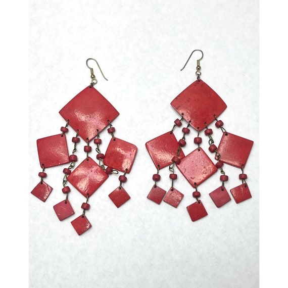 Vintage Red Tassel Earrings - image 2