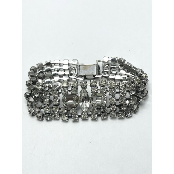 Vintage Rhinestone Silver Bracelet - image 4
