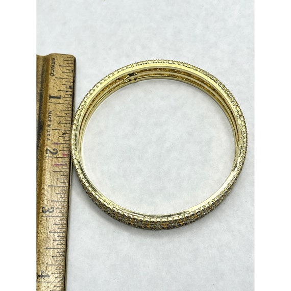 Vintage Gold Rhinestone Bangle Bracelet - image 4