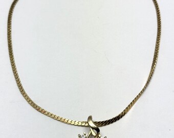 Vintage NS Nakagawa Gold Plated Necklace Pendant Pearl CZ