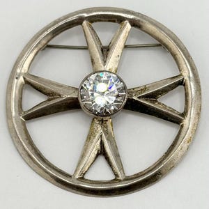 Vintage rhinestone Maltese cross brooch pin