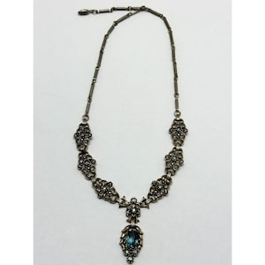 Vintage blue rhinestone collar necklace
