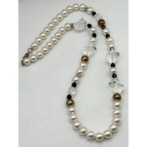 Vintage beaded crystal rhinestone pearl necklace