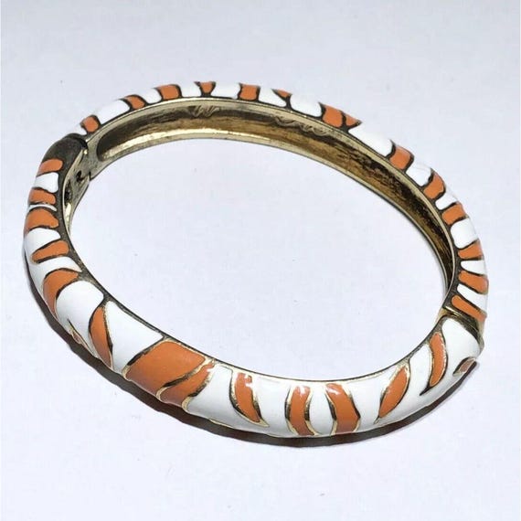 KJL Kenneth Jay Lane Enamel Striped Cuff Hinged B… - image 1