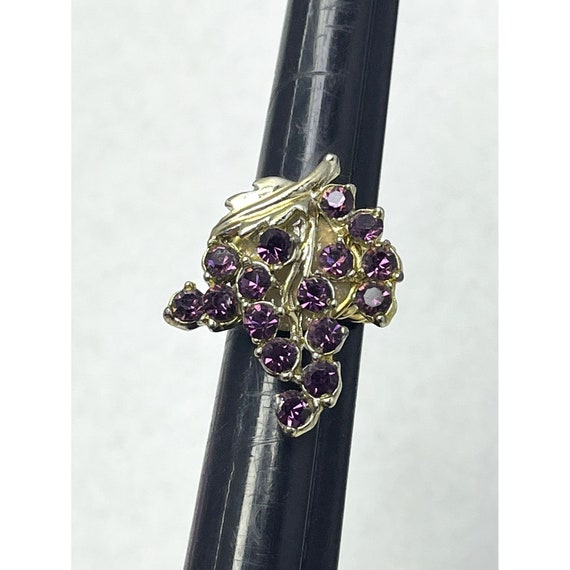 Vintage Purple Rhinestone Grape Ring - image 1