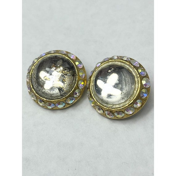 Vintage Glass Orb Rhinestone Earrings - image 1