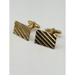 Vintage square gold tone cuff links