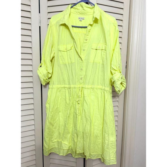 gap neon dress Gap Neon Yellow Tunic Drawstring Shirt Dress Size XL