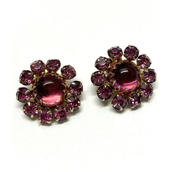 Vintage Warner Pink Glass Flower Earrings - image 2