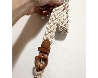 Vintage genuine leather Taiwan woven belt size L