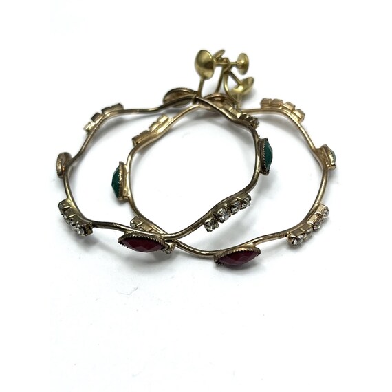 Vintage Rhinestone Hoop Earrings - image 4