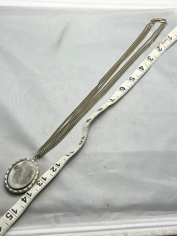 Vintage Large Silver Tone Locket Necklace - image 6