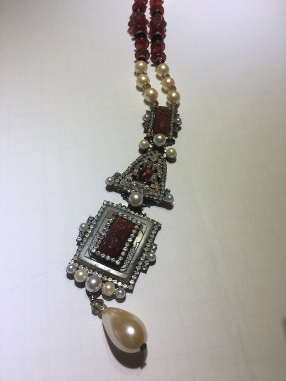 Vintage Lawrence VRBA Glass Art Deco pearl necklac