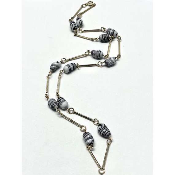 Vintage glass beaded chain necklace - image 1