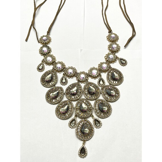 Vintage runway rhinestone flower necklace - image 6