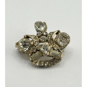 Vintage rhinestone crown brooch pin