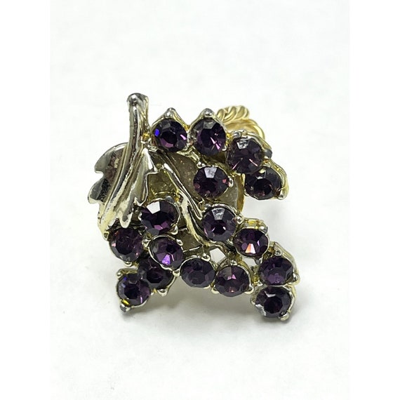 Vintage Purple Rhinestone Grape Ring - image 2