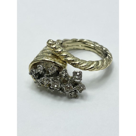 Vintage Cornucopia Rhinestone Ring - image 2