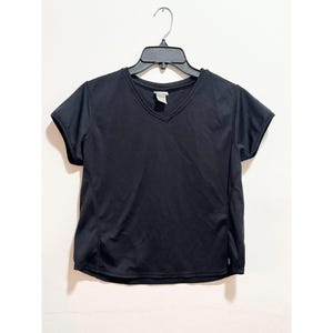 Jockey Sport Black Activewear V Neck Women&#39;s T Shirt Size L