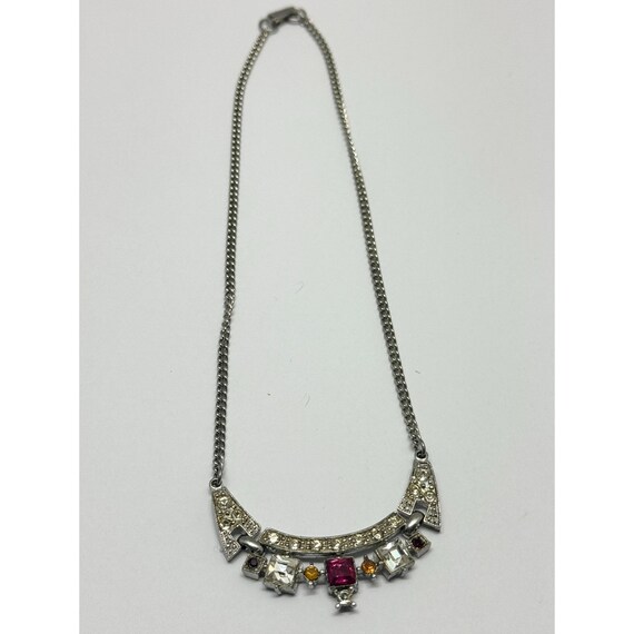 Vintage silver rhinestone collar necklace - image 4