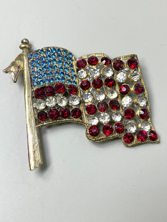 Rhinestone flag pin hot sale